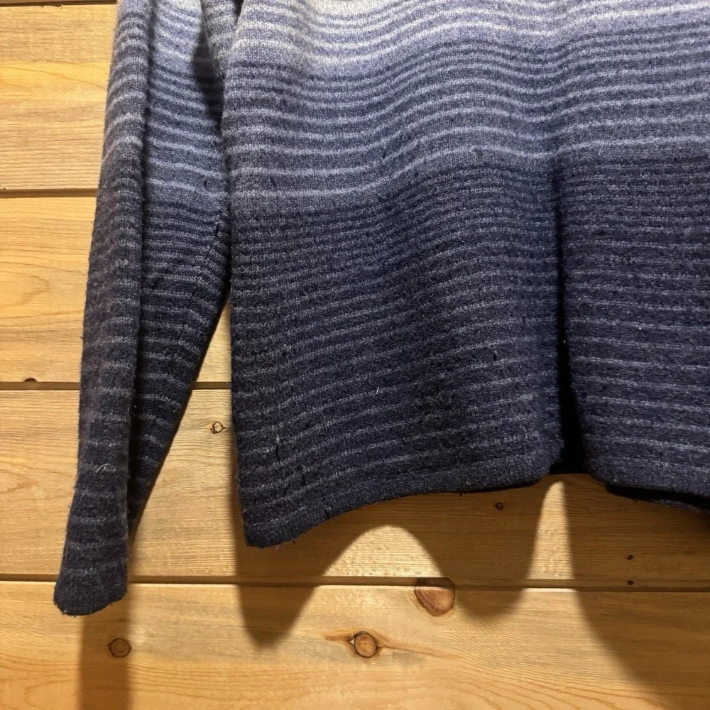 VTG EDDIE BAUER‎ Blue & Green Stripe Lamb Wool Sweater Made In UK Women Small S